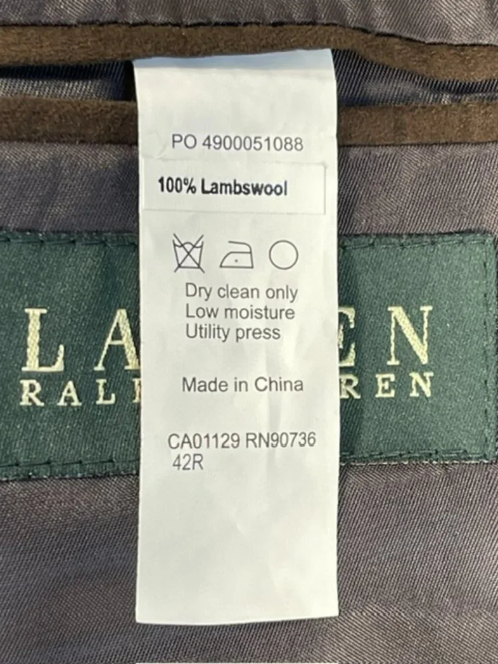 Lauren Ralph Lauren Blazer Mens 42R Gray Wool Herringbone Elbow Patch Sport Coat